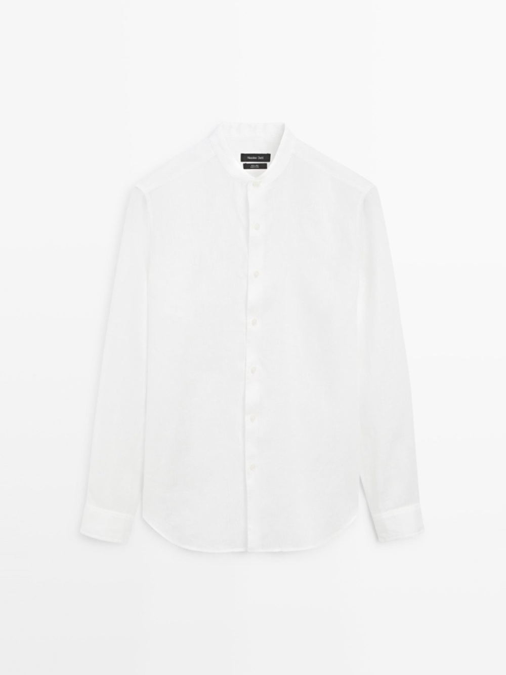 Zara White Textured Long Sleeve Band Collar / Mandarin Collar Shirt Size L
